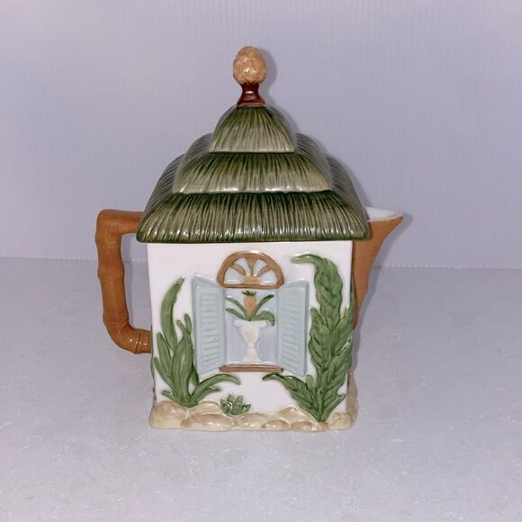 Vintage Lenox Chuck Fischer British Colonial Scenic Porcelain Tea Pot / Creamer - Picture 1 of 14